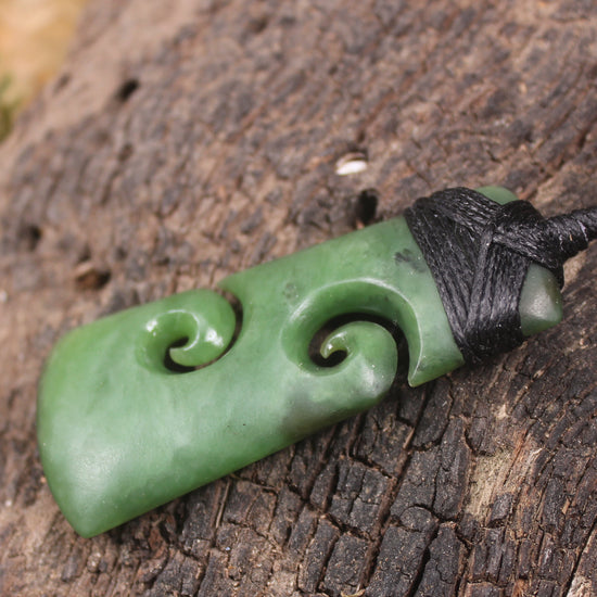 Toki or Adze with Koru carved from Hapopo Pounamu - NZ Greenstone