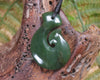 Hei Matau or Fish Hook carved from Kawakawa Pounamu - NZ Greenstone