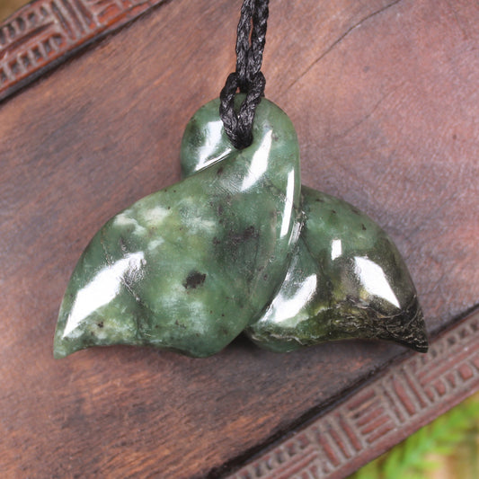 Whale tail carved from Hapopo Pounamu - NZ Greenstone