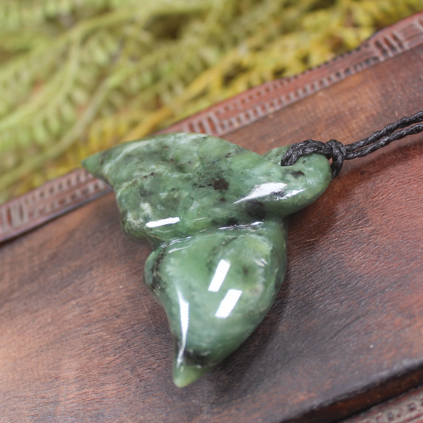 Whale tail carved from Hapopo Pounamu - NZ Greenstone