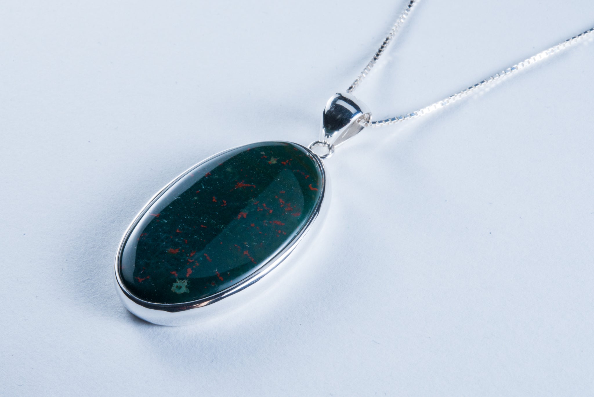 Bloodstone Sterling Silver Pendant (AZ068)