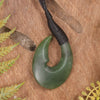 Hei Matau or Fish Hook carved from Hapopo Pounamu - NZ Greenstone
