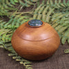 Wooden container with Moss Agate set into lid 