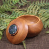 Wooden container with Moss Agate set into lid 
