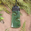 NZ Greenstone Medium Toki with Koru Pendant (CB073) Hapopo Pounamu