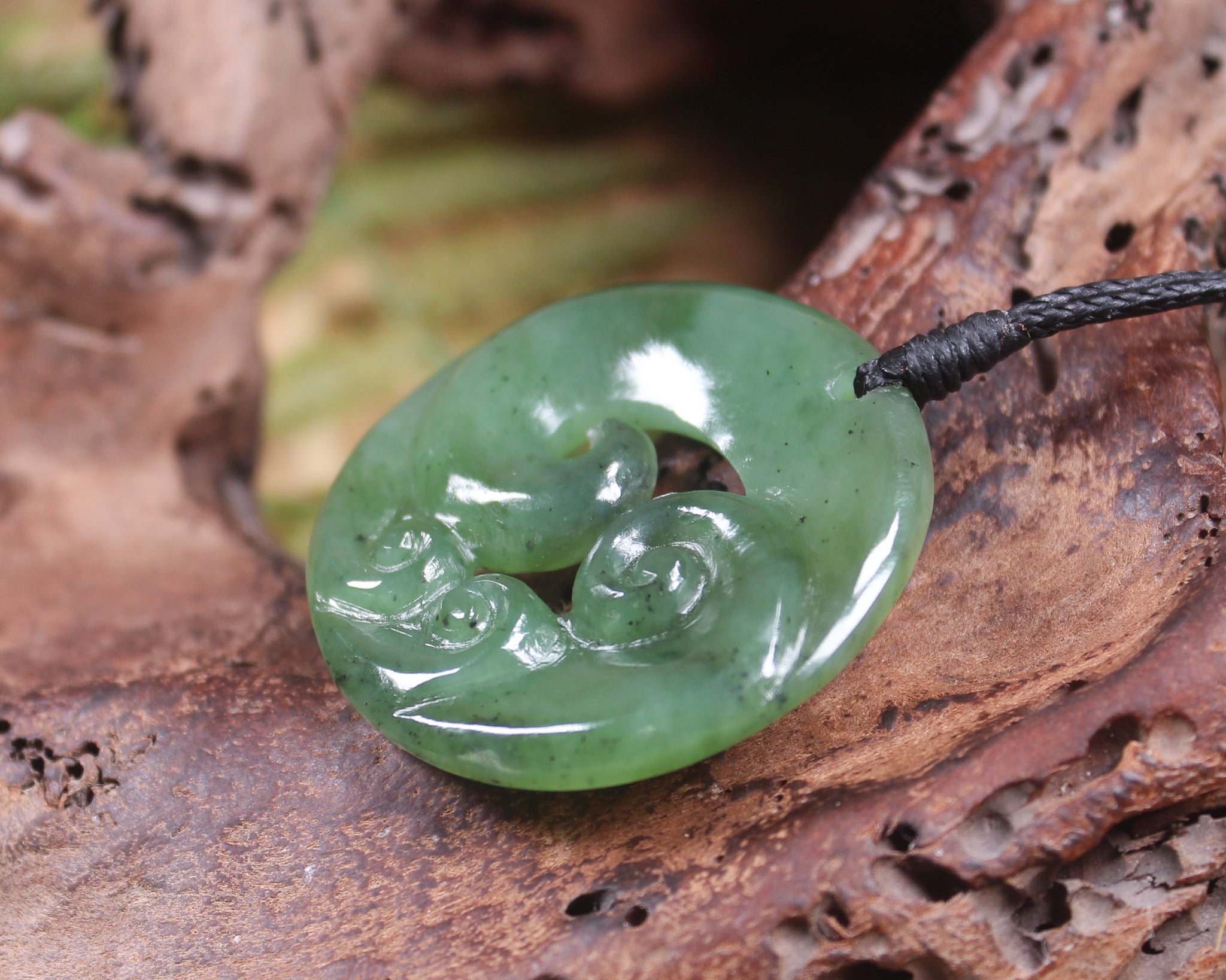 Koru carved from Hapopo Pounamu - NZ Greenstone