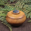 Wooden container with Moss Agate set into lid 