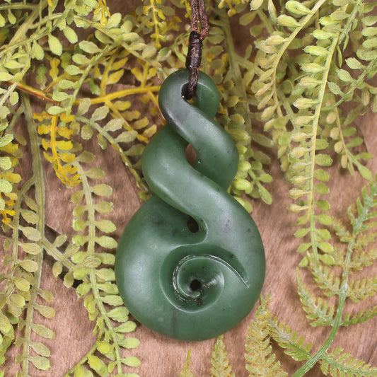 Koru Twist carved from Kawakawa Pounamu - NZ Greenstone