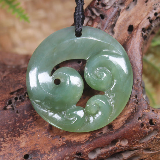 Koru or Spiral carved from Inanga Pounamu - NZ Greenstone