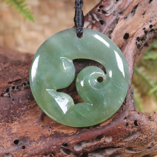 Koru or Spiral carved from Inanga Pounamu - NZ Greenstone