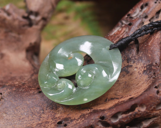 Koru or Spiral carved from Inanga Pounamu - NZ Greenstone