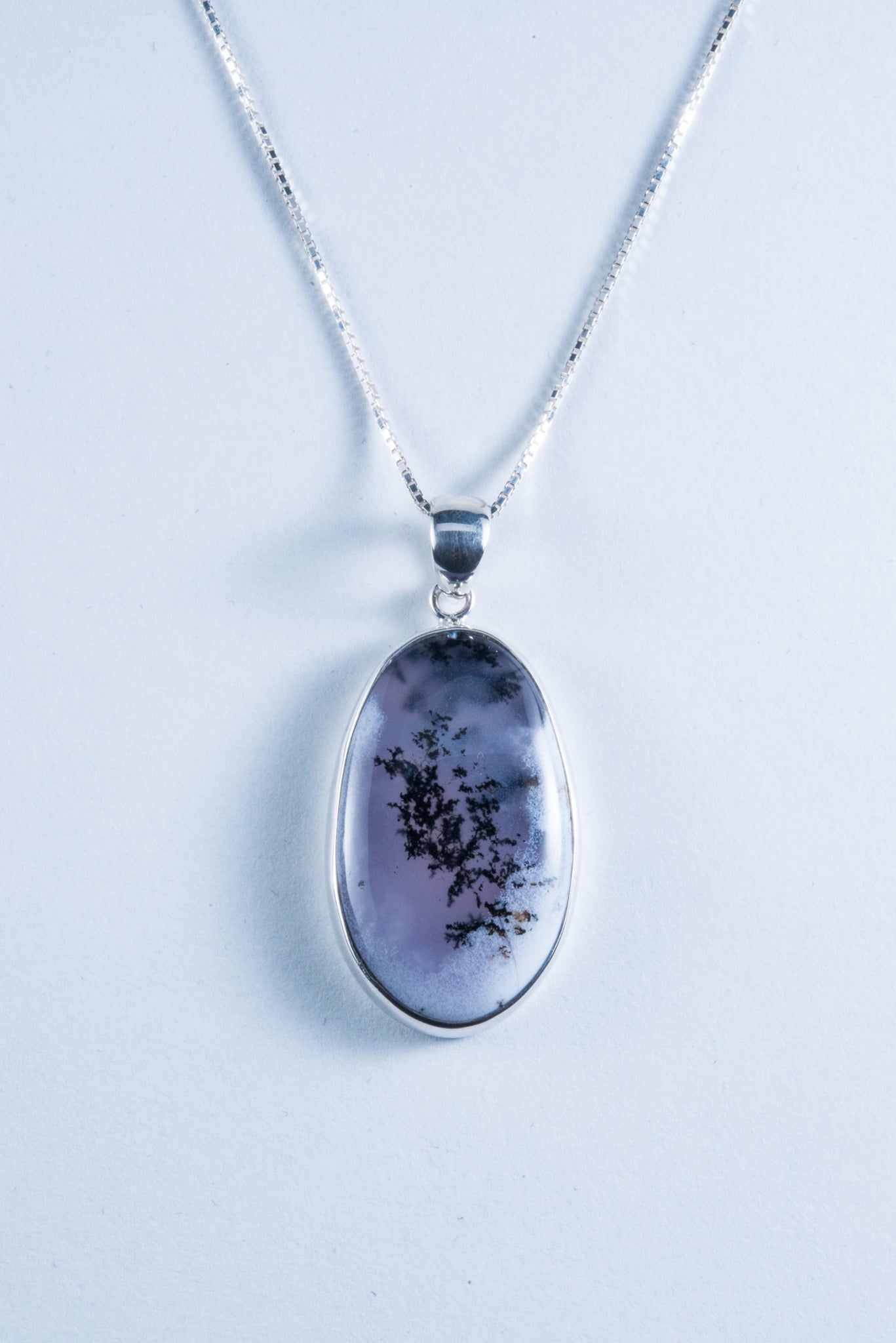 Dendritic Agate Sterling Silver Pendant (S074)