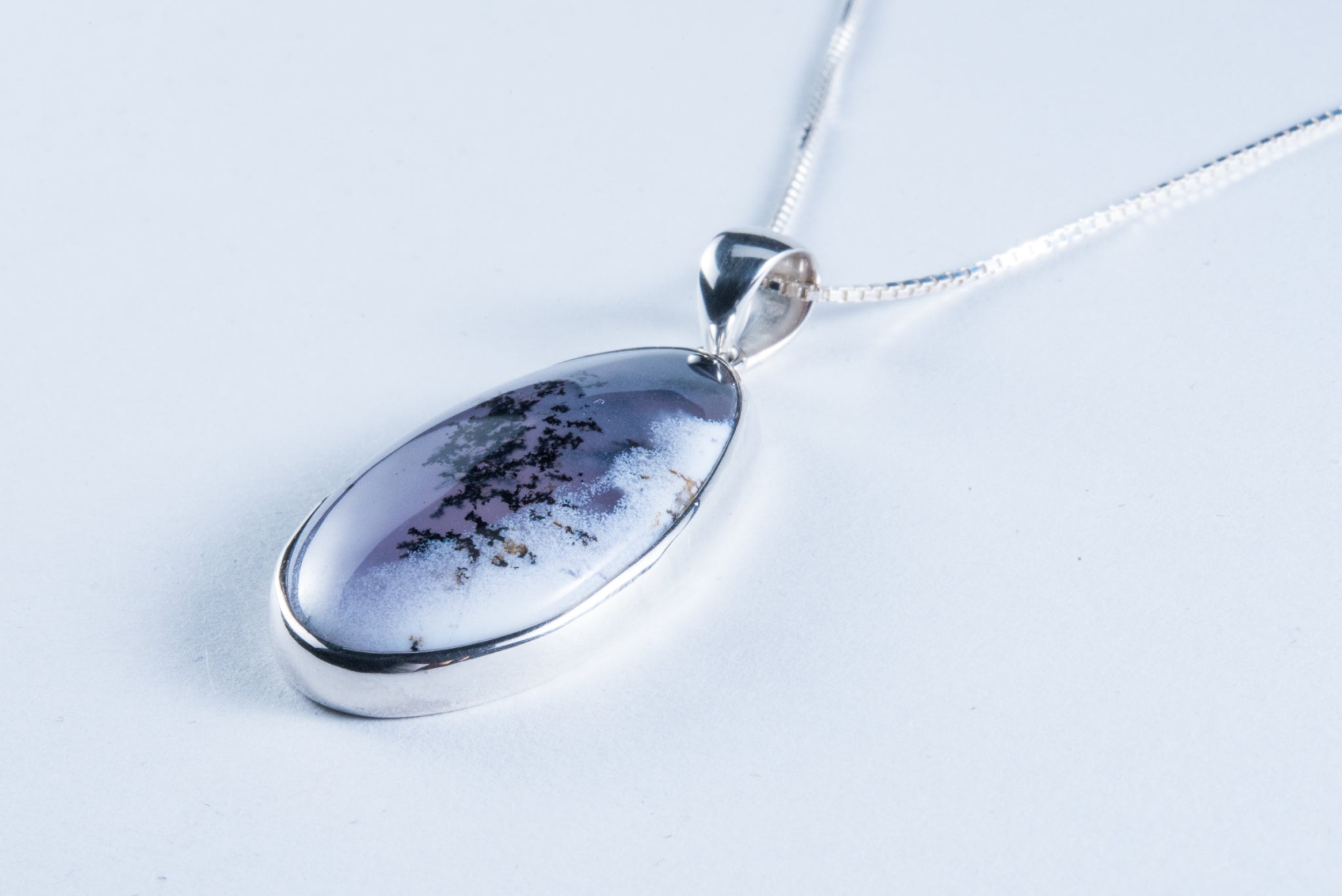 Dendritic Agate Sterling Silver Pendant (S074)