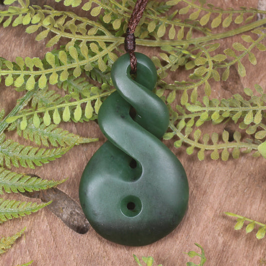 Koru Twist carved from Kawakawa Pounamu - NZ Greenstone
