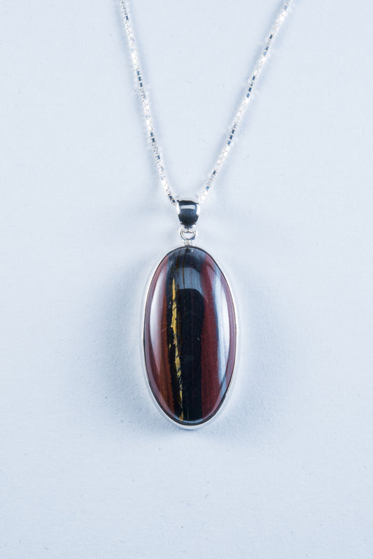 Tiger Iron Sterling Silver Pendant (S075)