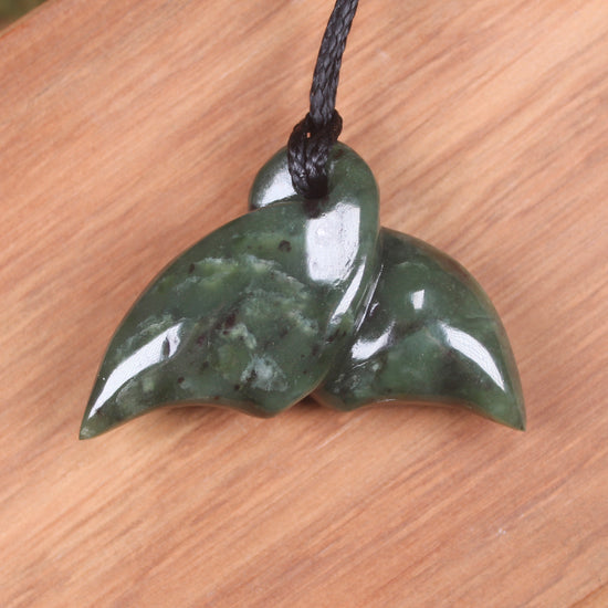 Whale tail carved from Hapopo Pounamu - NZ Greenstone