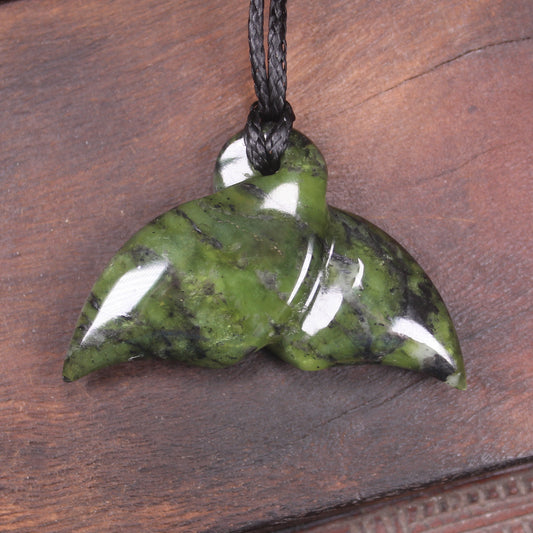 Whale Tail carved from Douglas Creek Pounamu - NZ Greenstone