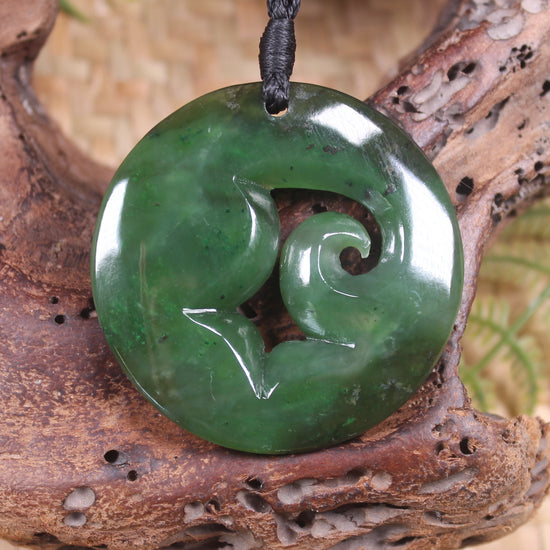 Koru pendant carved from Kawakawa Pounamu - NZ Greenstone