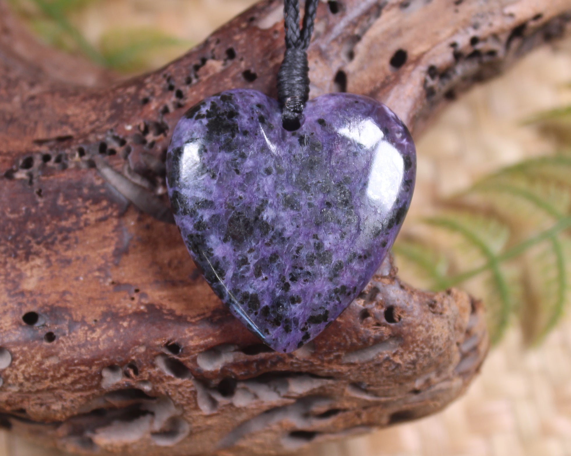 Heart carved from Charoite