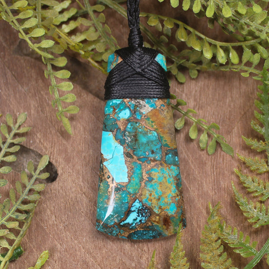 Turquoise with bronze composite toki pendant