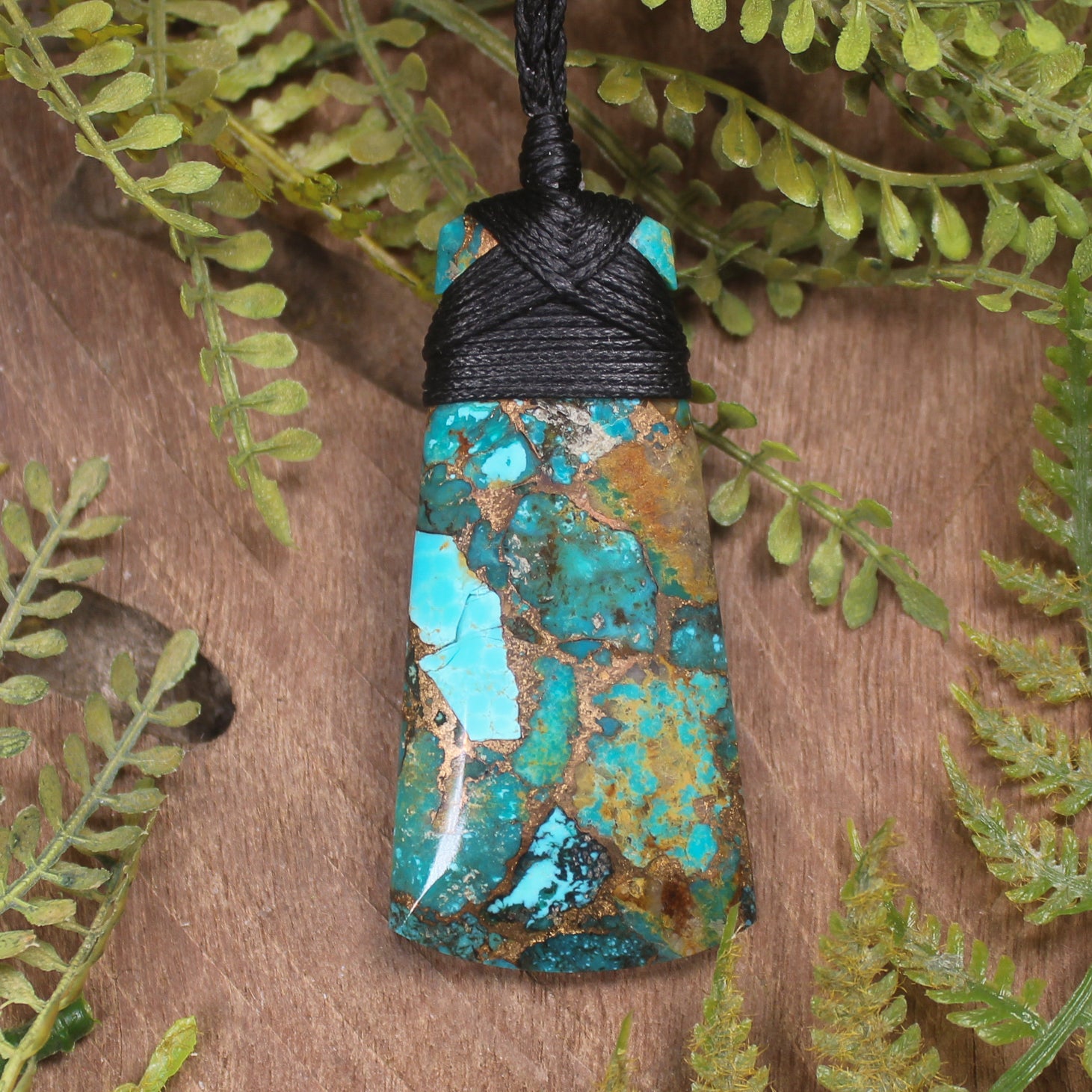 Turquoise with bronze composite toki pendant