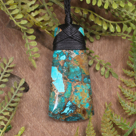 Turquoise with bronze composite toki pendant