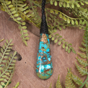 Turquoise with bronze composite roimata pendant