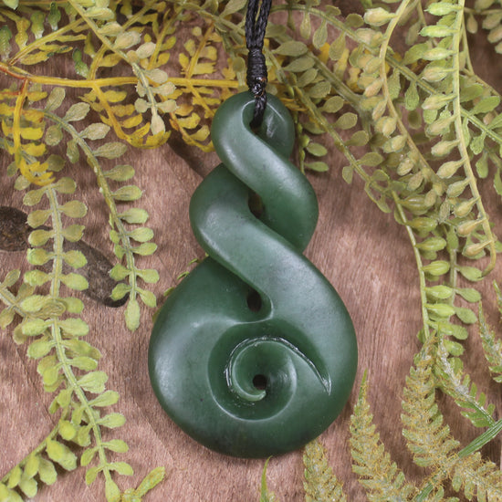 Koru Twist carved from Kawakawa Pounamu - NZ Greenstone
