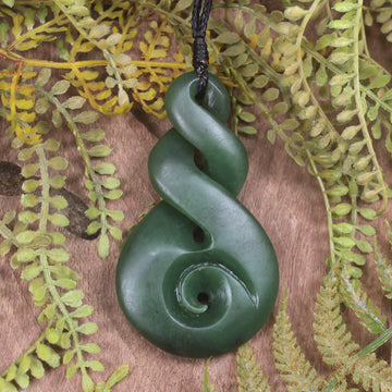 Koru Twist carved from Kawakawa Pounamu - NZ Greenstone