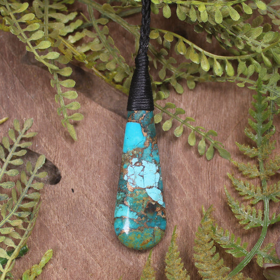 Turquoise with bronze composite roimata pendant