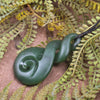 Koru Twist carved from Kawakawa Pounamu - NZ Greenstone