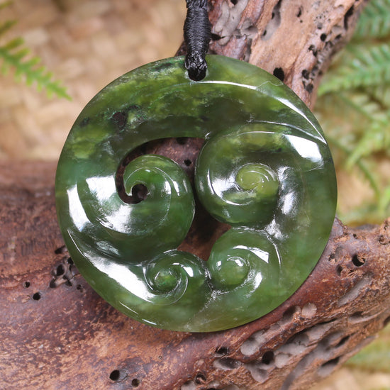 Koru carved from Rimu Pounamu - NZ Greenstone