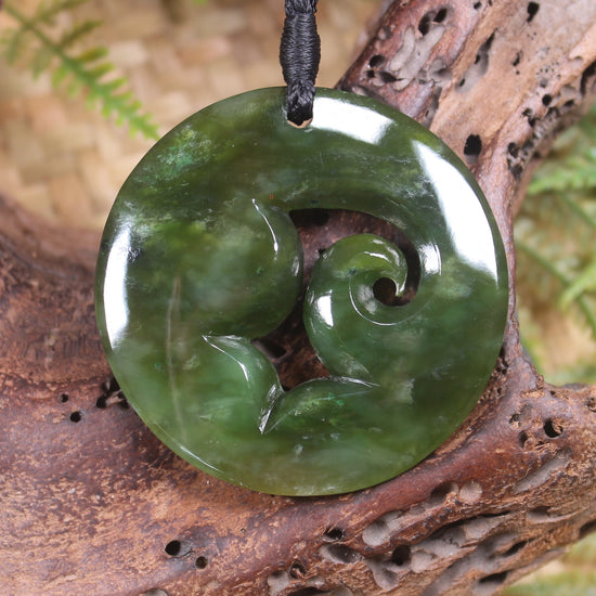 Koru carved from Rimu Pounamu - NZ Greenstone