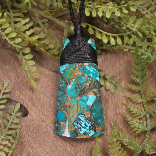Turquoise with bronze composite toki and roimata pendant