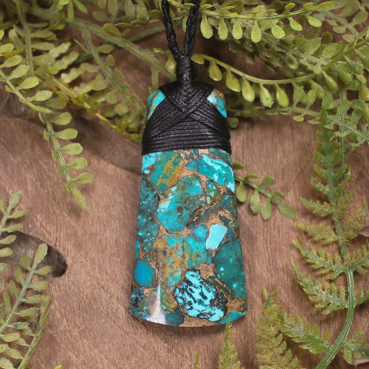 Turquoise with bronze composite toki and roimata pendant