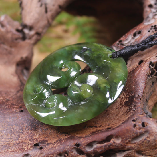 Koru carved from Rimu Pounamu - NZ Greenstone