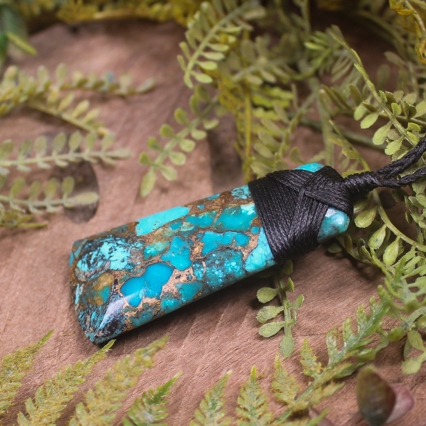Turquoise with bronze composite toki and roimata pendant