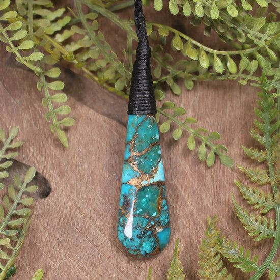 Turquoise with bronze composite toki and roimata pendant
