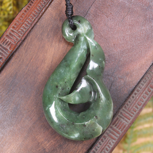 Whale tail carved from Hapopo Pounamu - NZ Greenstone