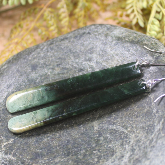 Roimata or Teardrop earrings carved from Kawakawa Pounamu - NZ Greenstone