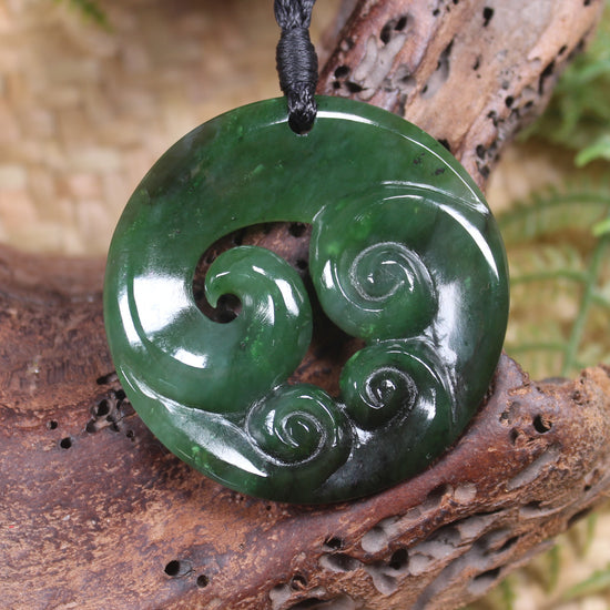 Koru pendant carved from Kawakawa Pounamu - NZ Greenstone