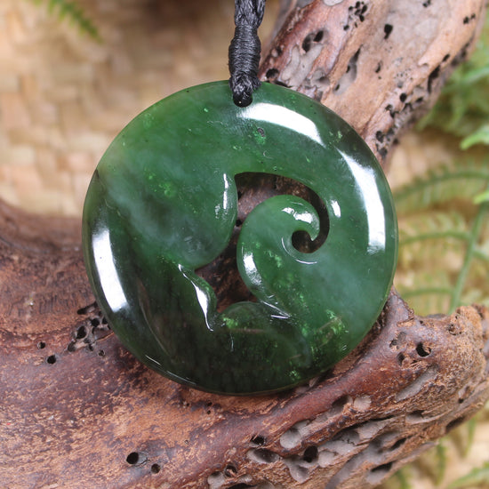 Koru pendant carved from Kawakawa Pounamu - NZ Greenstone
