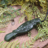 Tui bird pendant carved from Kawakawa Pounamu - NZ Greenstone