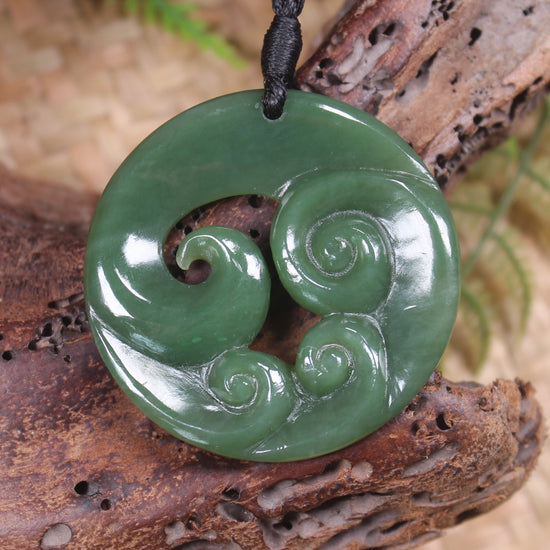 Koru or Spiral carved from Inanga Pounamu - NZ Greenstone