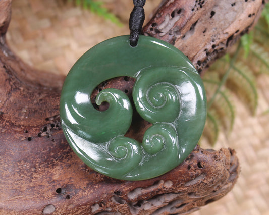 Koru or Spiral carved from Inanga Pounamu - NZ Greenstone