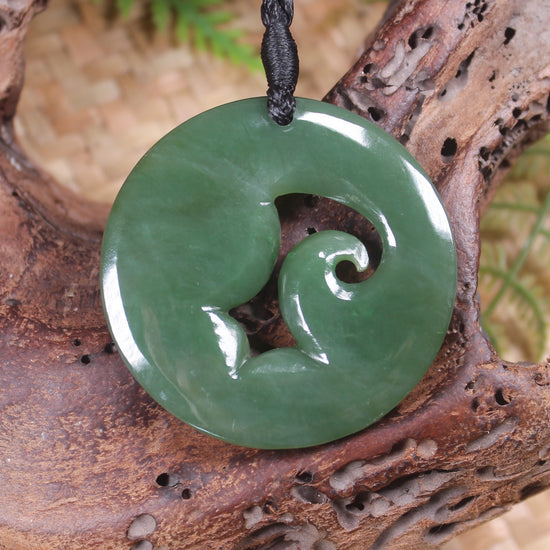 Koru or Spiral carved from Inanga Pounamu - NZ Greenstone