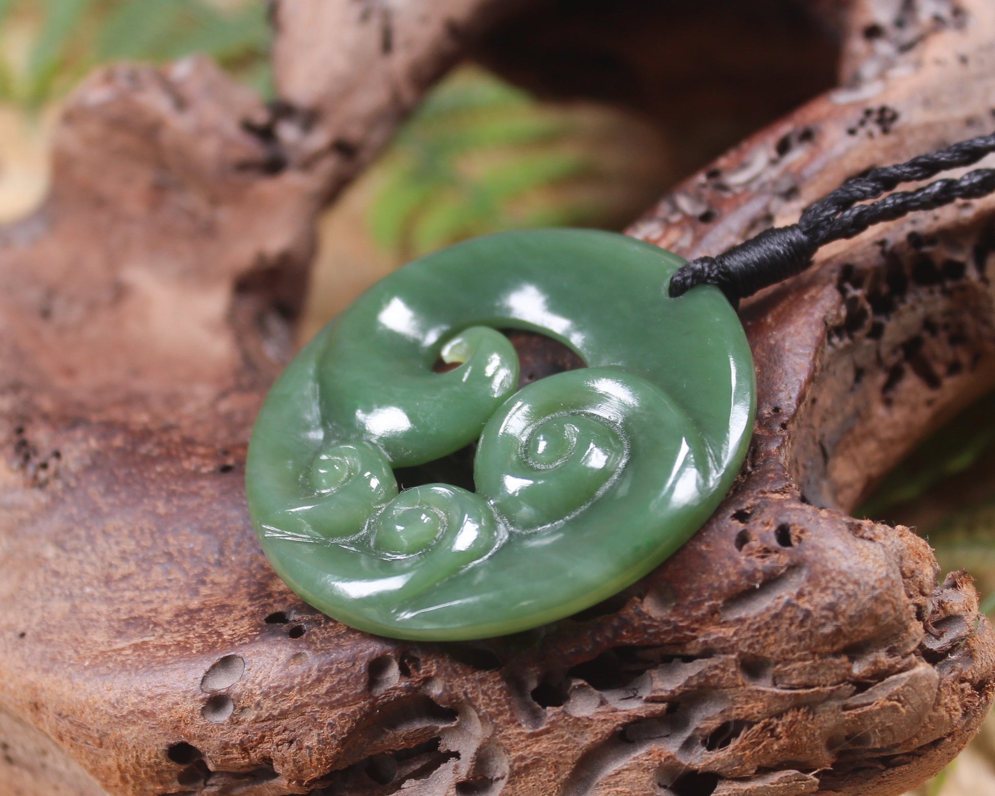 Koru or Spiral carved from Inanga Pounamu - NZ Greenstone