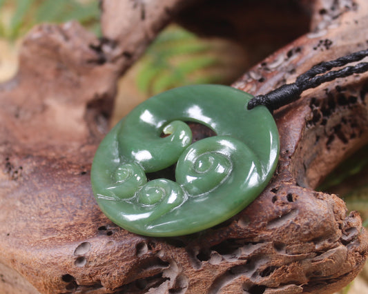 Koru or Spiral carved from Inanga Pounamu - NZ Greenstone