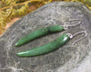 Huia Beak earrings carved from Hapopo Pounamu - NZ Greenstone