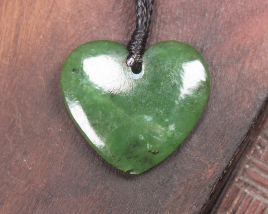 Koru Heart pendant carved from Hapopo Pounamu - NZ Greenstone